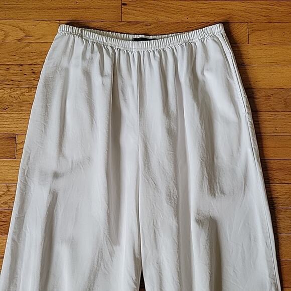 Cut Loose White Tencel Cropped Barrel Pants High Rise Pull On Beach Coastal - Picture 4 of 13